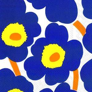 Bilde av Marimekko servietter Unikko bl/gul (flere 